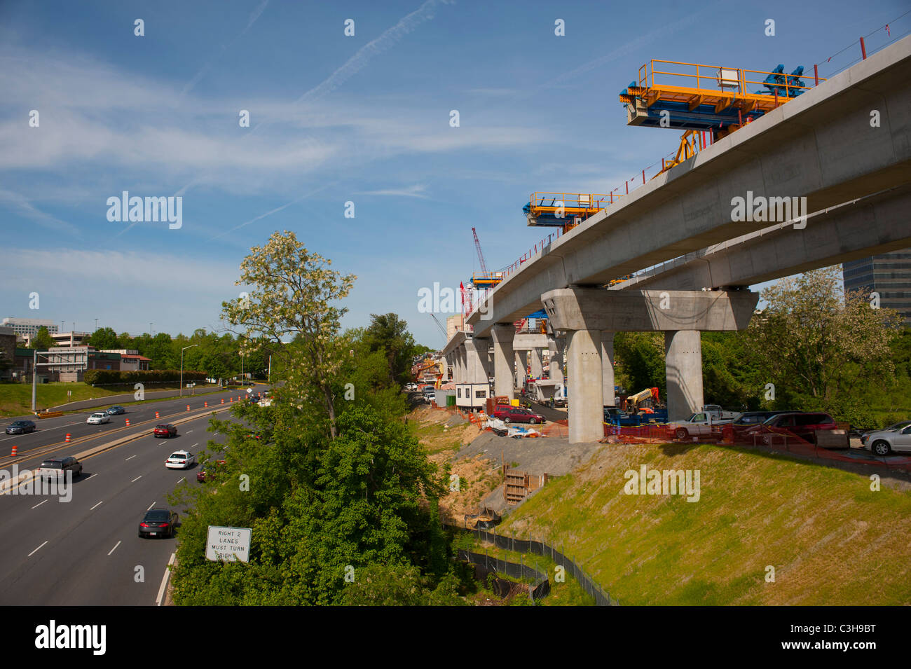 Mass Transit Light Rail in costruzione presso Tysons Corner Virginia VA trasporto pubico alla metropolitana Foto Stock
