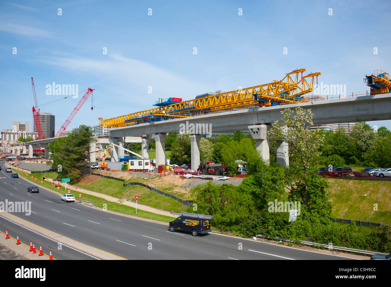 Mass Transit Light Rail in costruzione presso Tysons Corner Virginia VA trasporto pubico alla metropolitana Foto Stock