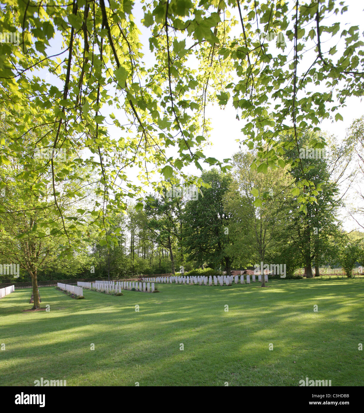 Commonwealth War Graves Commissione cimitero dei caduti durante la seconda guerra mondiale a Hotton, Belgio. Foto Stock