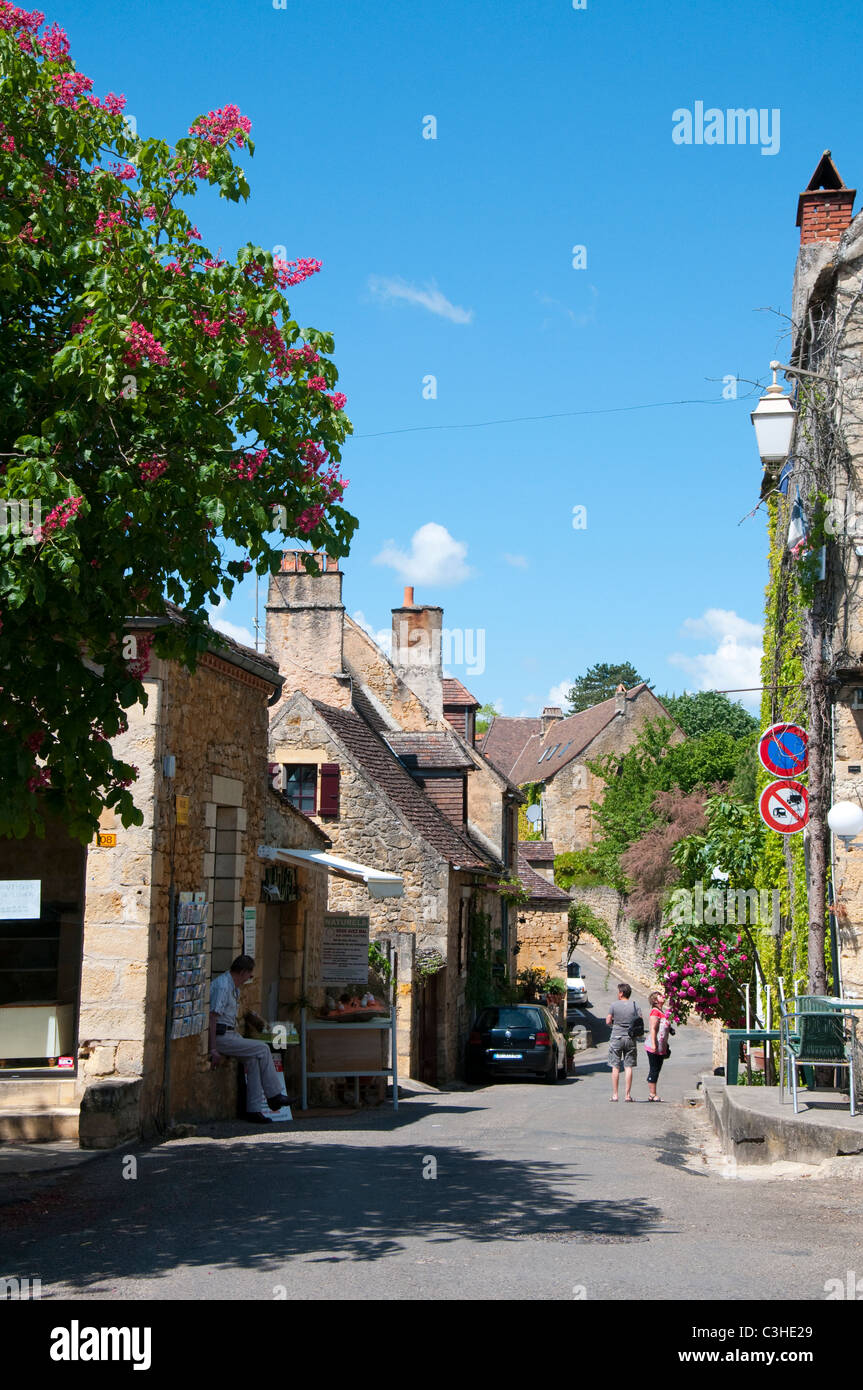 La bastide graziosa città di Domme, Dordogne Francia UE Foto Stock