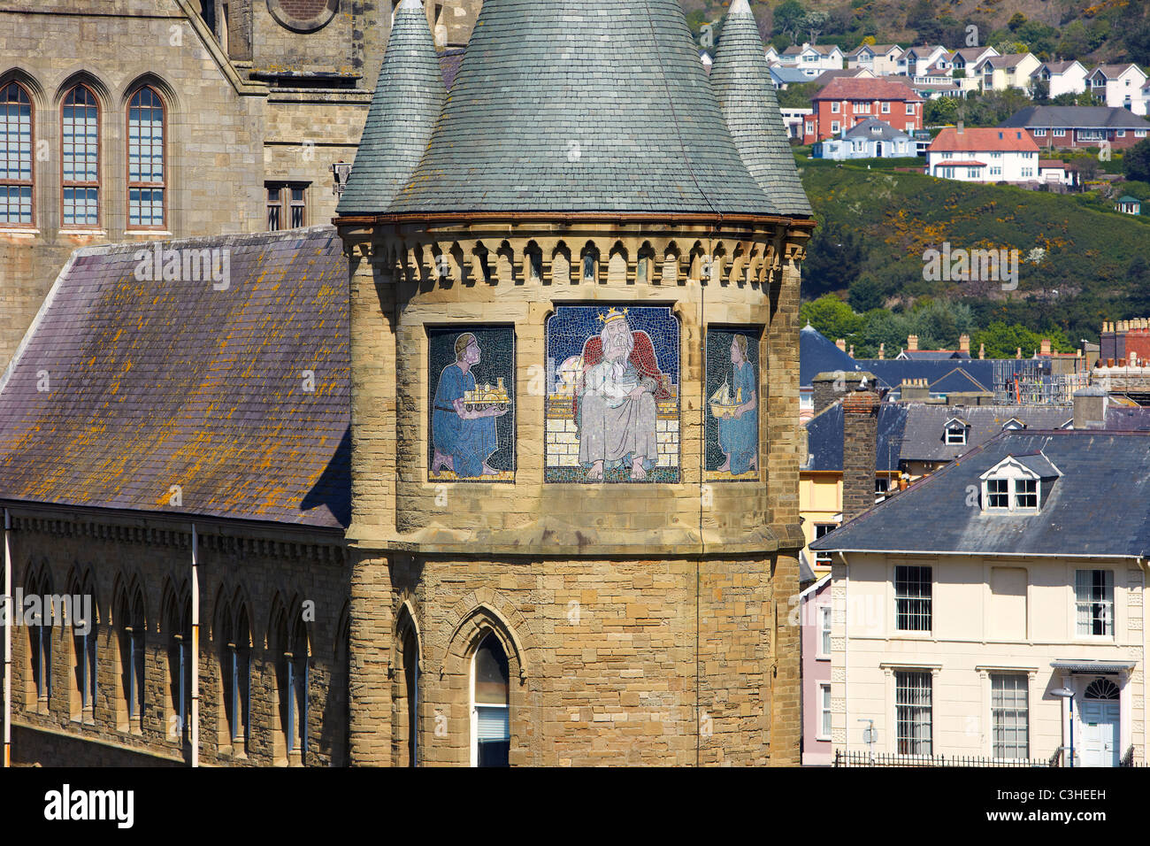 Il vecchio collegio, Aberystwyth University, Aberystwyth, Ceredigion, Wales, Regno Unito Foto Stock