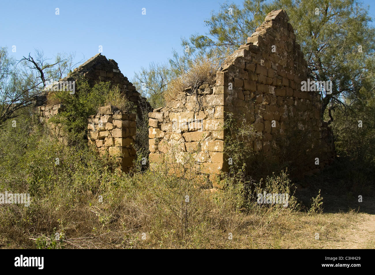 Rovine di una pietra arenaria residence in Guerrero Viejo, Tamaulipas, Messico Foto Stock