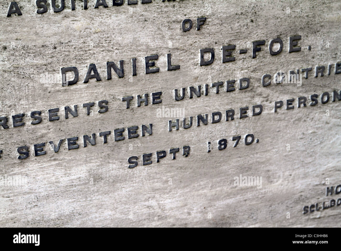 Pietra tombale di Daniel Defoe a campi Bunhill sepoltura nella città di Londra Foto Stock