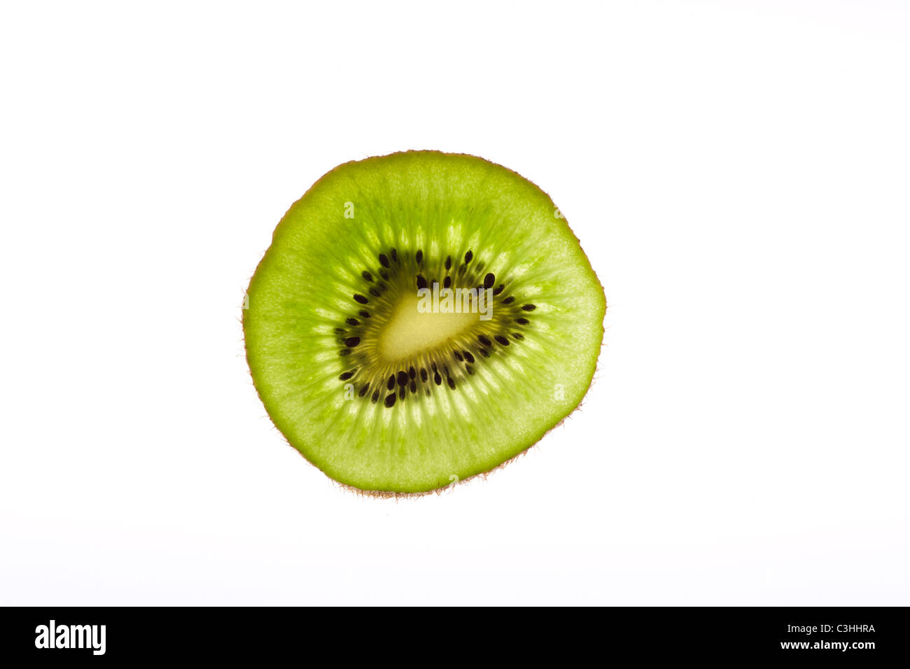 Fetta di Kiwi su bianco Foto Stock