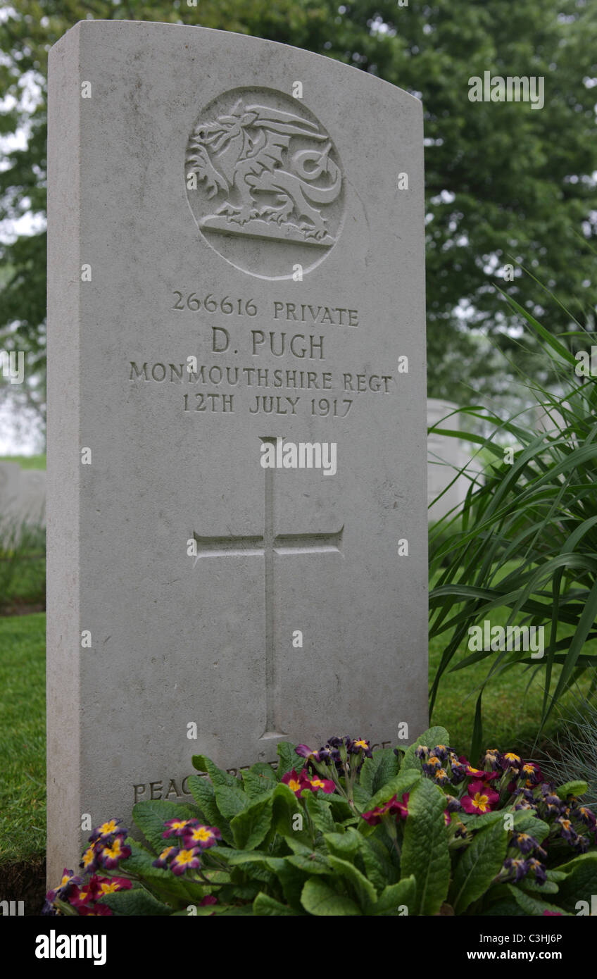 Fattoria di Essex il cimitero e il sito, Ypres, Belgio. Foto Stock