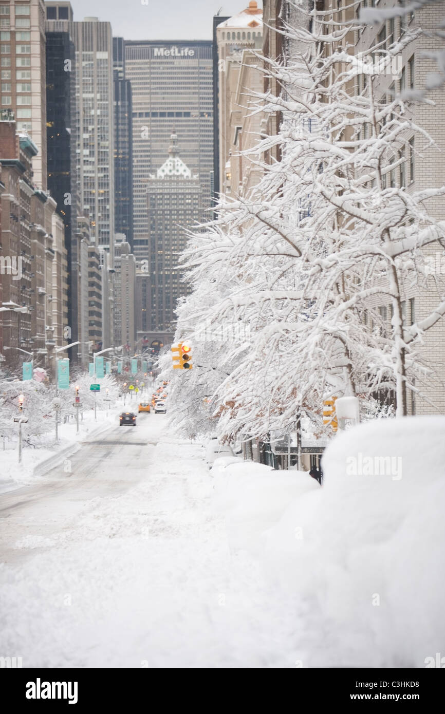 Stati Uniti d'America, New York City Park Avenue in inverno Foto Stock