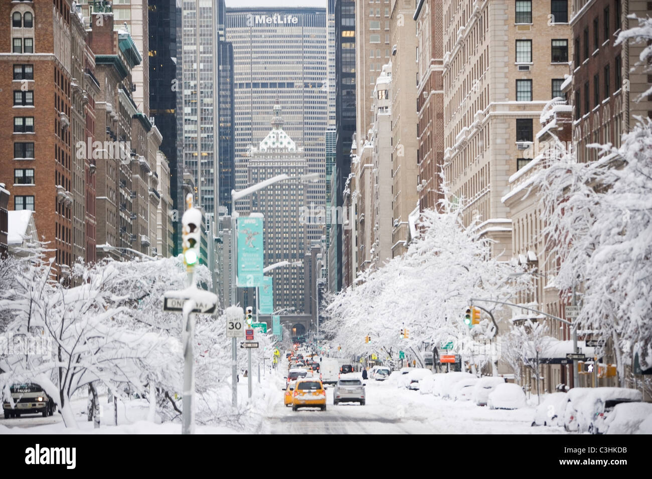 Stati Uniti d'America, New York City Park Avenue in inverno Foto Stock