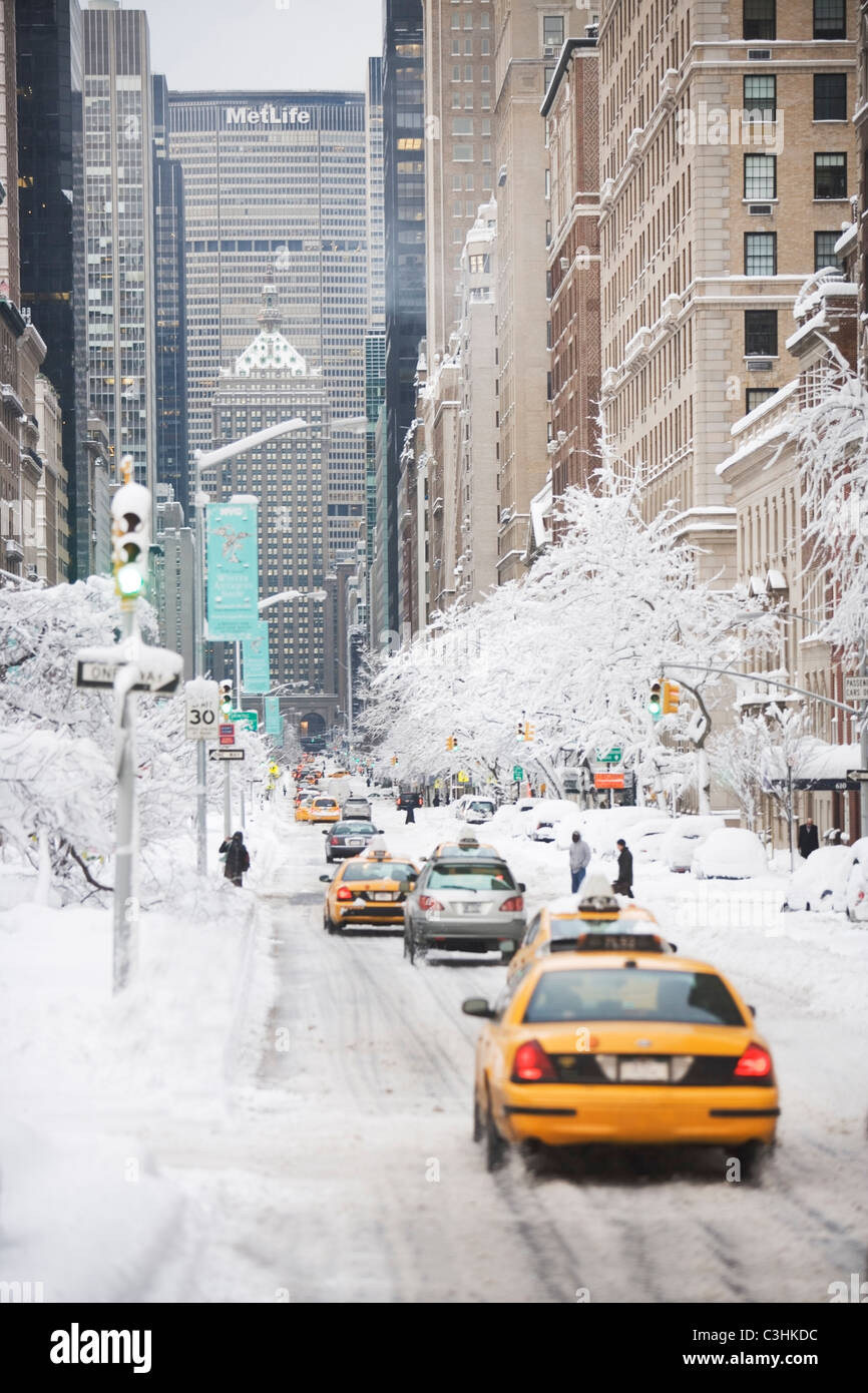 Stati Uniti d'America, New York City Park Avenue in inverno Foto Stock