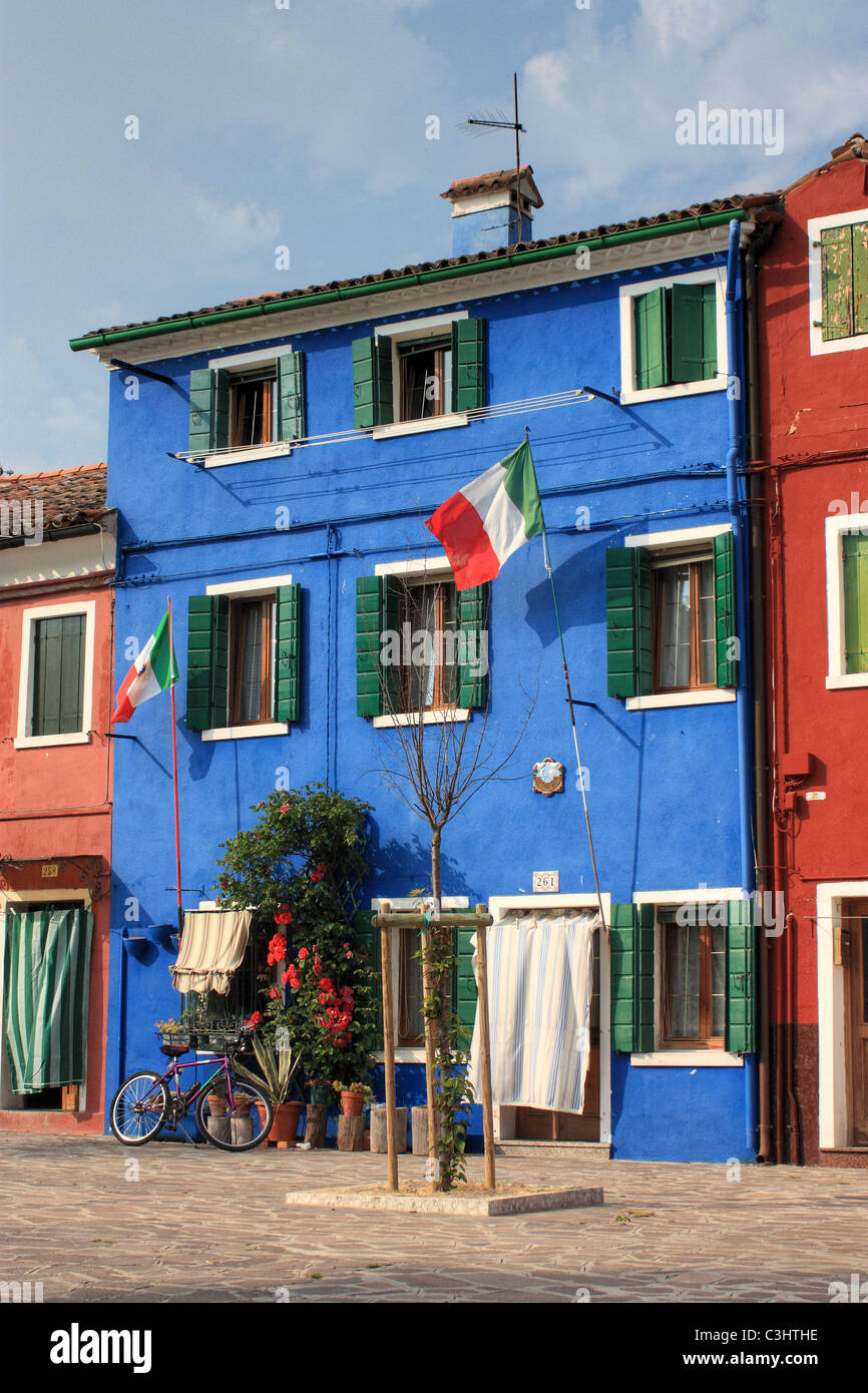 Blue House, isola di Burano Foto Stock