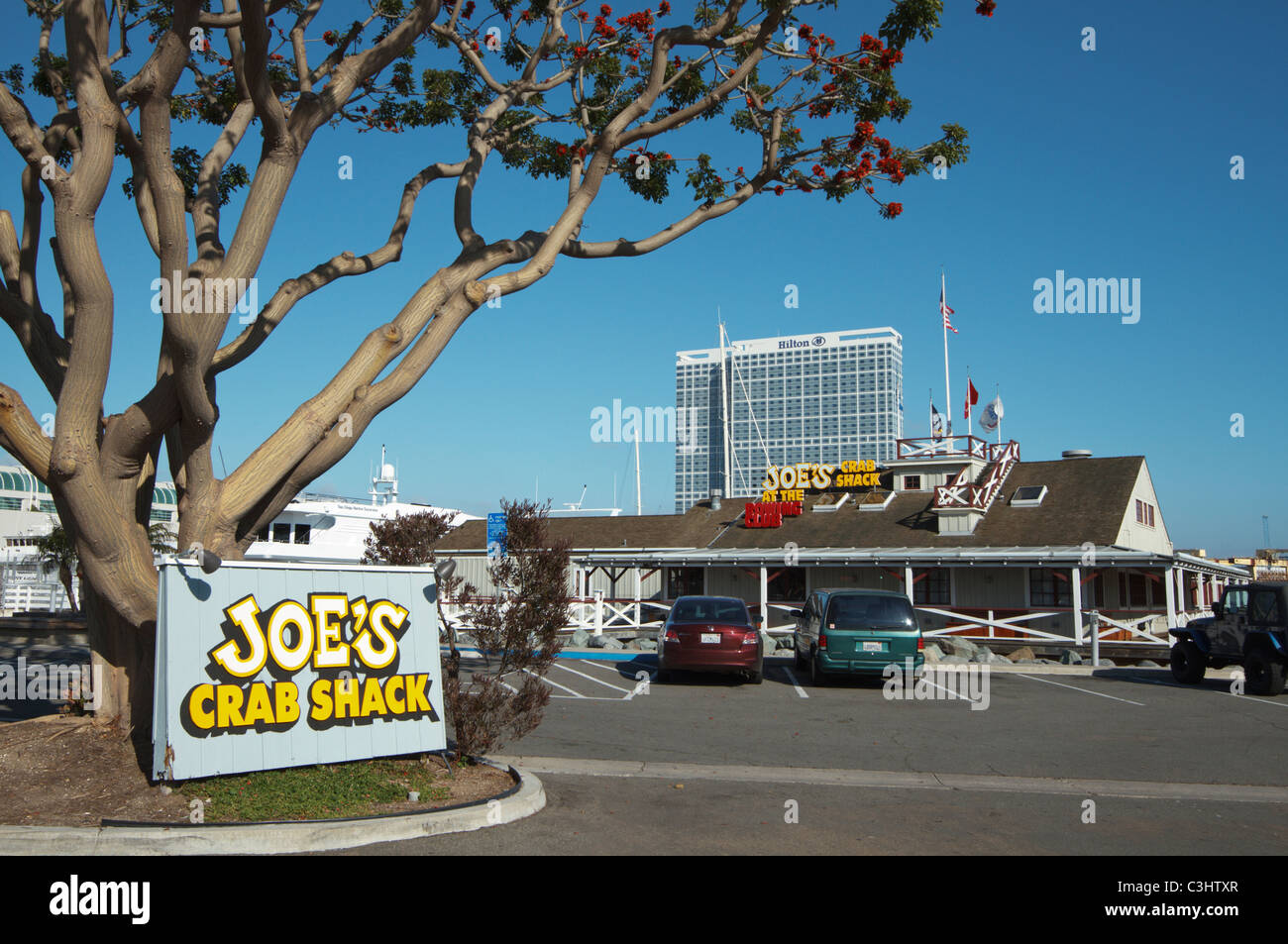 San Diego California Joe's Crab Shack Seafood restaurant al Embarcadero Marina Park, San Diego, California, Stati Uniti d'America Foto Stock