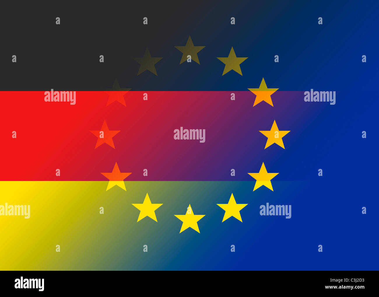 Germania e bandiera UE Foto Stock