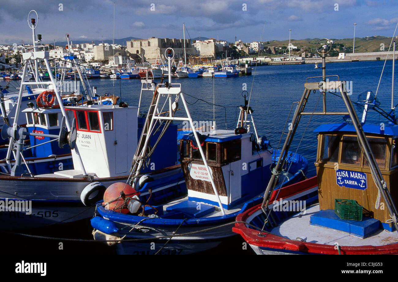 Porto di Tarifa. Costa de la Luz .La provincia di Cadiz Cadice.Andalusia.Spagna. Foto Stock