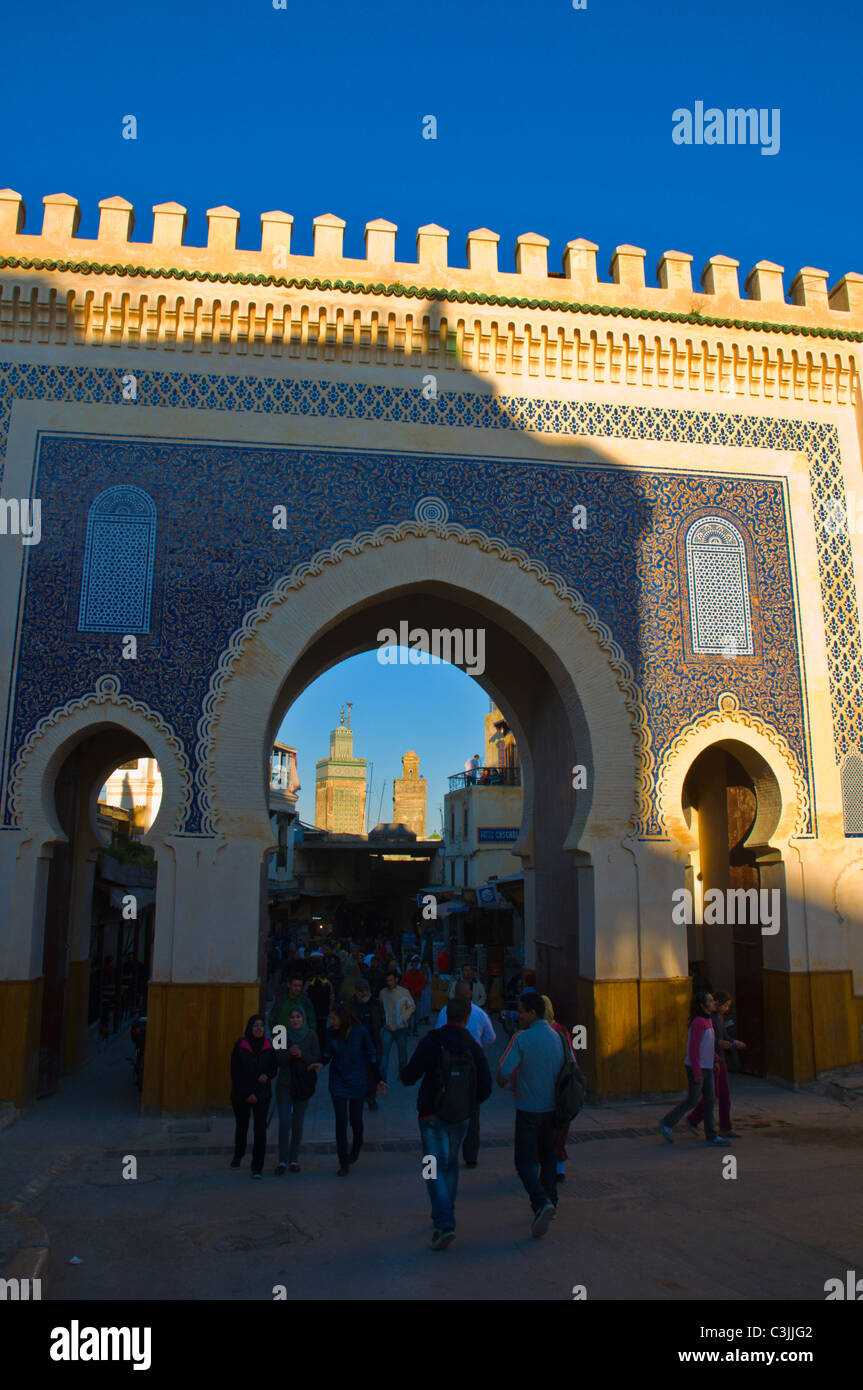 Bab Bou Jeloud Medina di gate (Fes el-Bali) città vecchia Fez Marocco settentrionale Africa Foto Stock