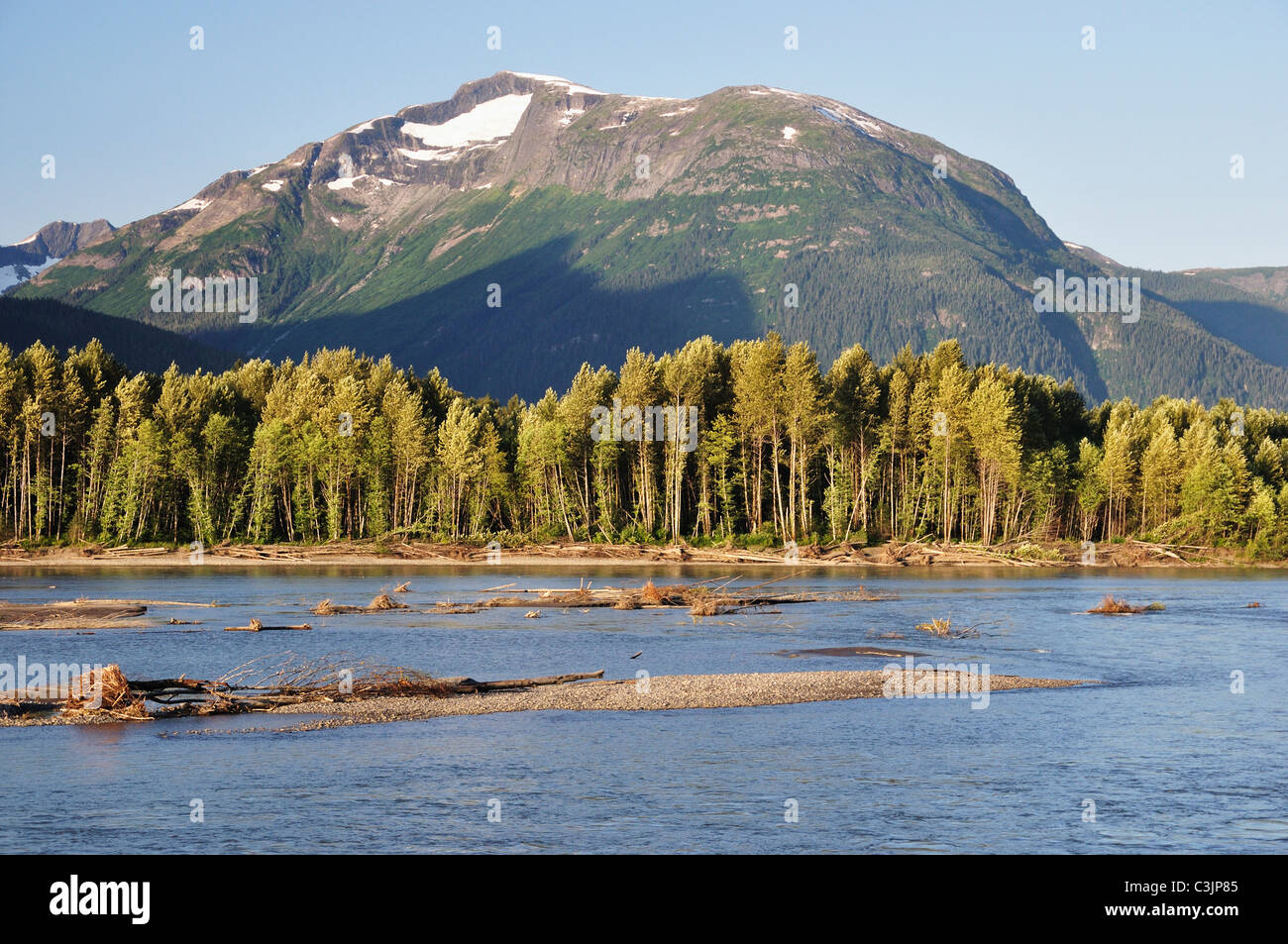 Canada, British Columbia, vista di kitimat gamme in skeena river Foto Stock