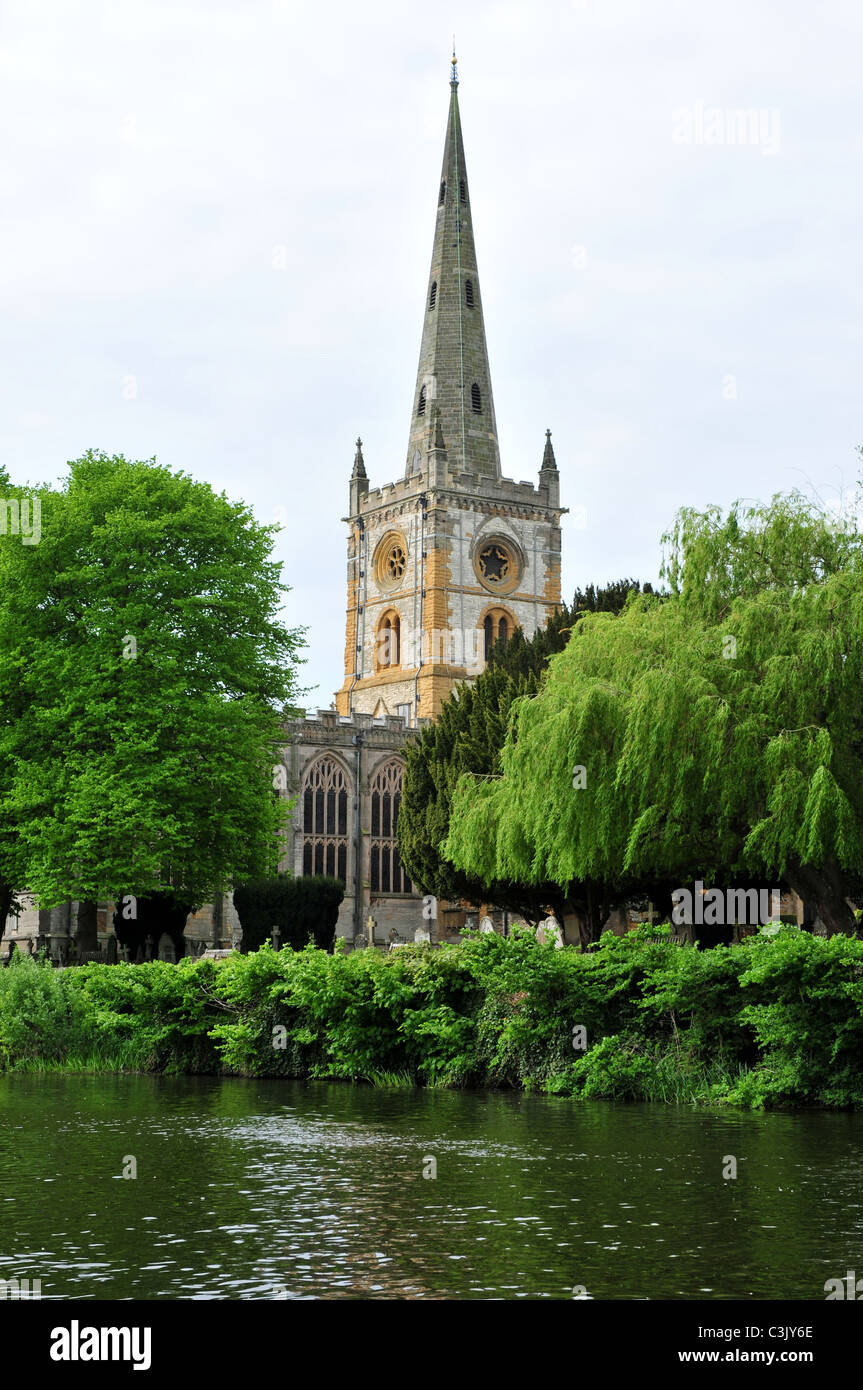 Chiesa della Santa Trinità e del fiume Avon, Stratford upon Avon, Warwickshire Foto Stock