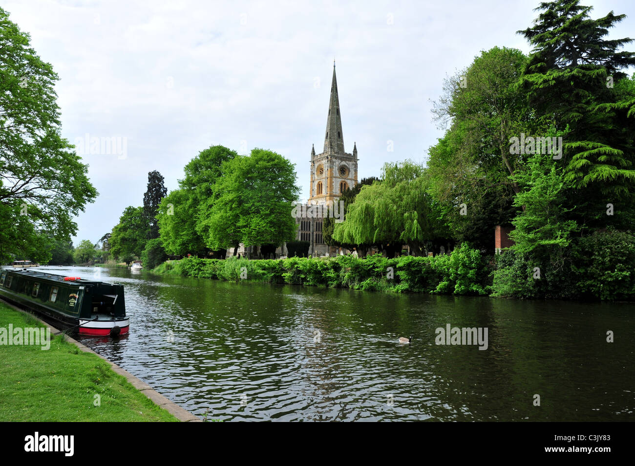 Chiesa della Santa Trinità e del fiume Avon, Stratford upon Avon, Warwickshire Foto Stock