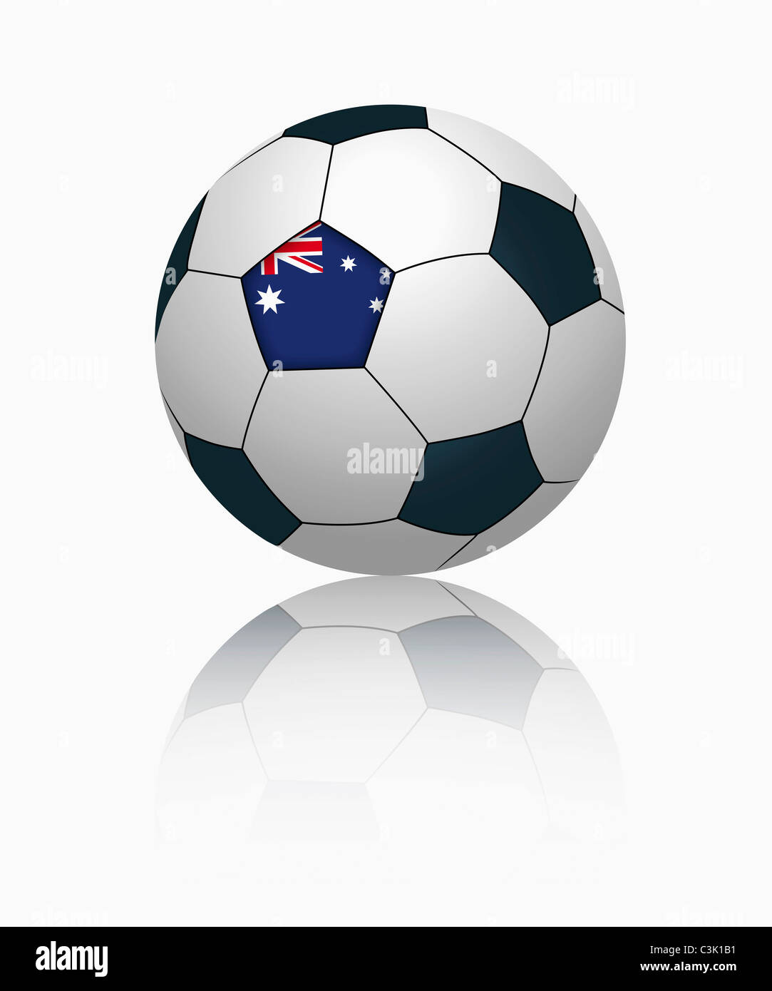 Bandiera australiana sul calcio, close up Foto Stock