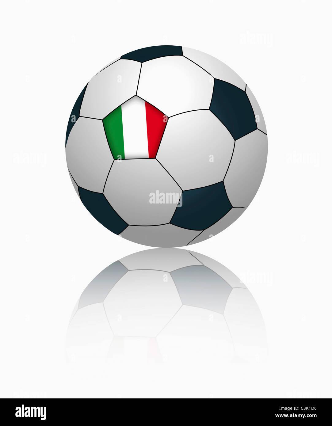Bandiera Italiana sul calcio, close up Foto Stock