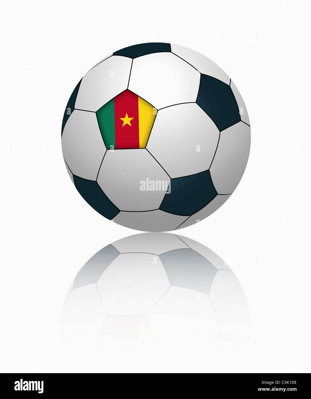 Bandiera del Camerun sul calcio, close up Foto Stock