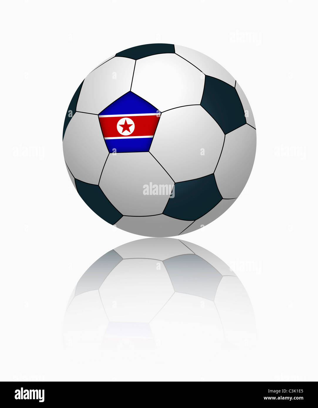 Nord bandiera coreana sul calcio, close up Foto Stock
