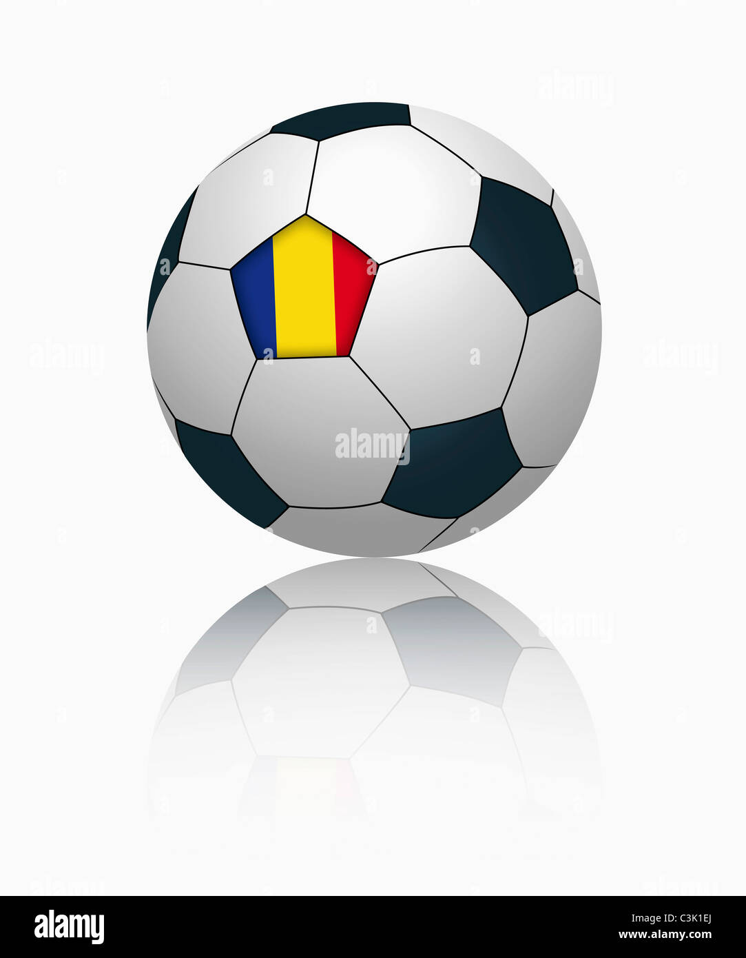 Bandiera rumena sul calcio, close up Foto Stock