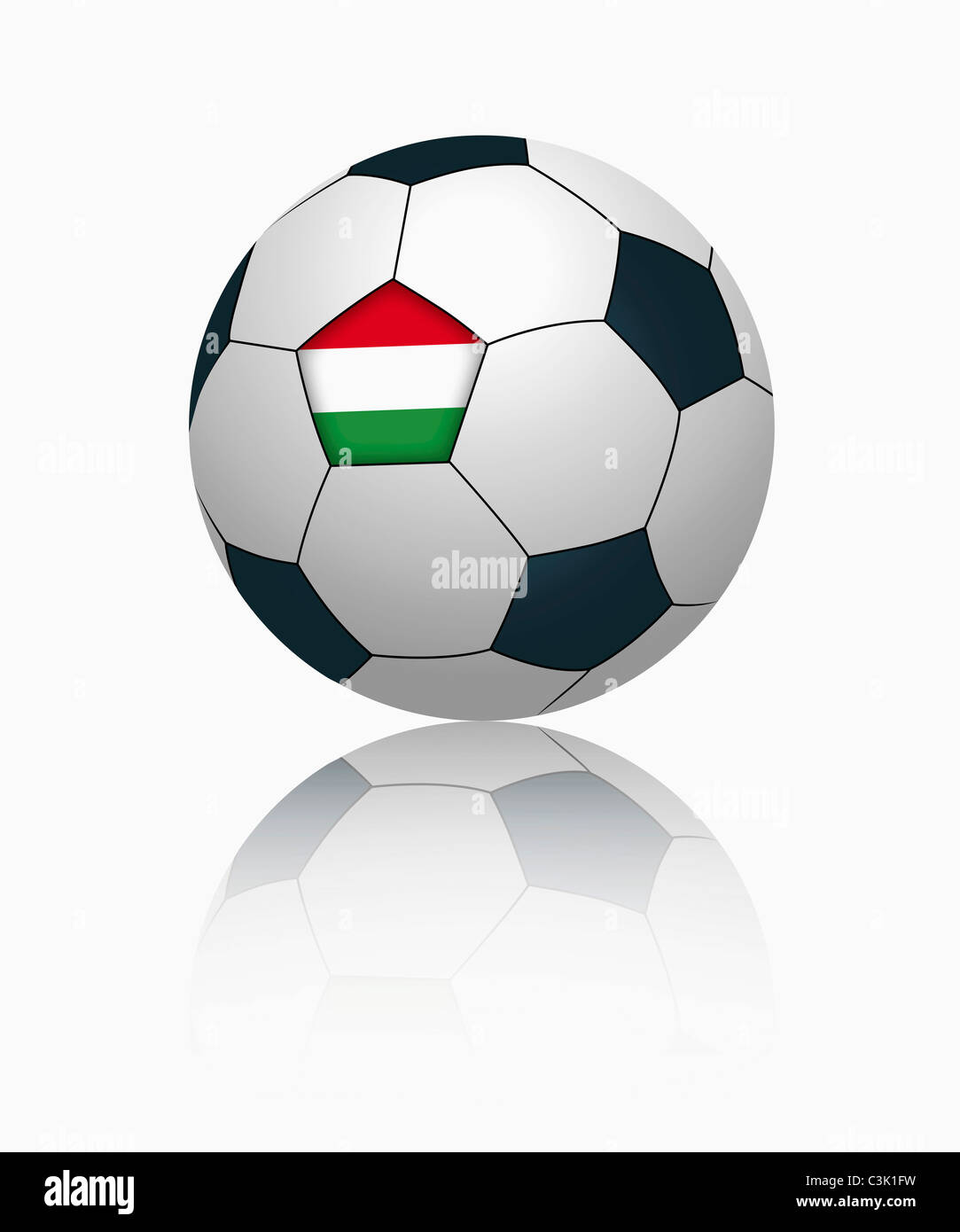 Bandiera ungherese sul calcio, close up Foto Stock