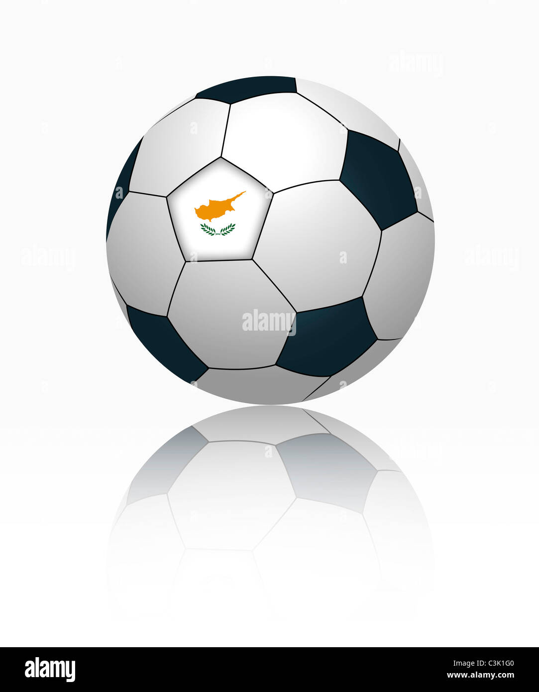 Bandiera cipriota sul calcio, close up Foto Stock