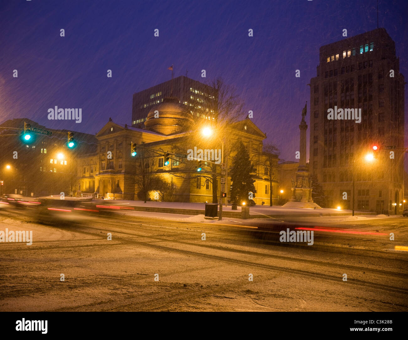 Tempesta di neve in South Bend, Indiana Foto Stock