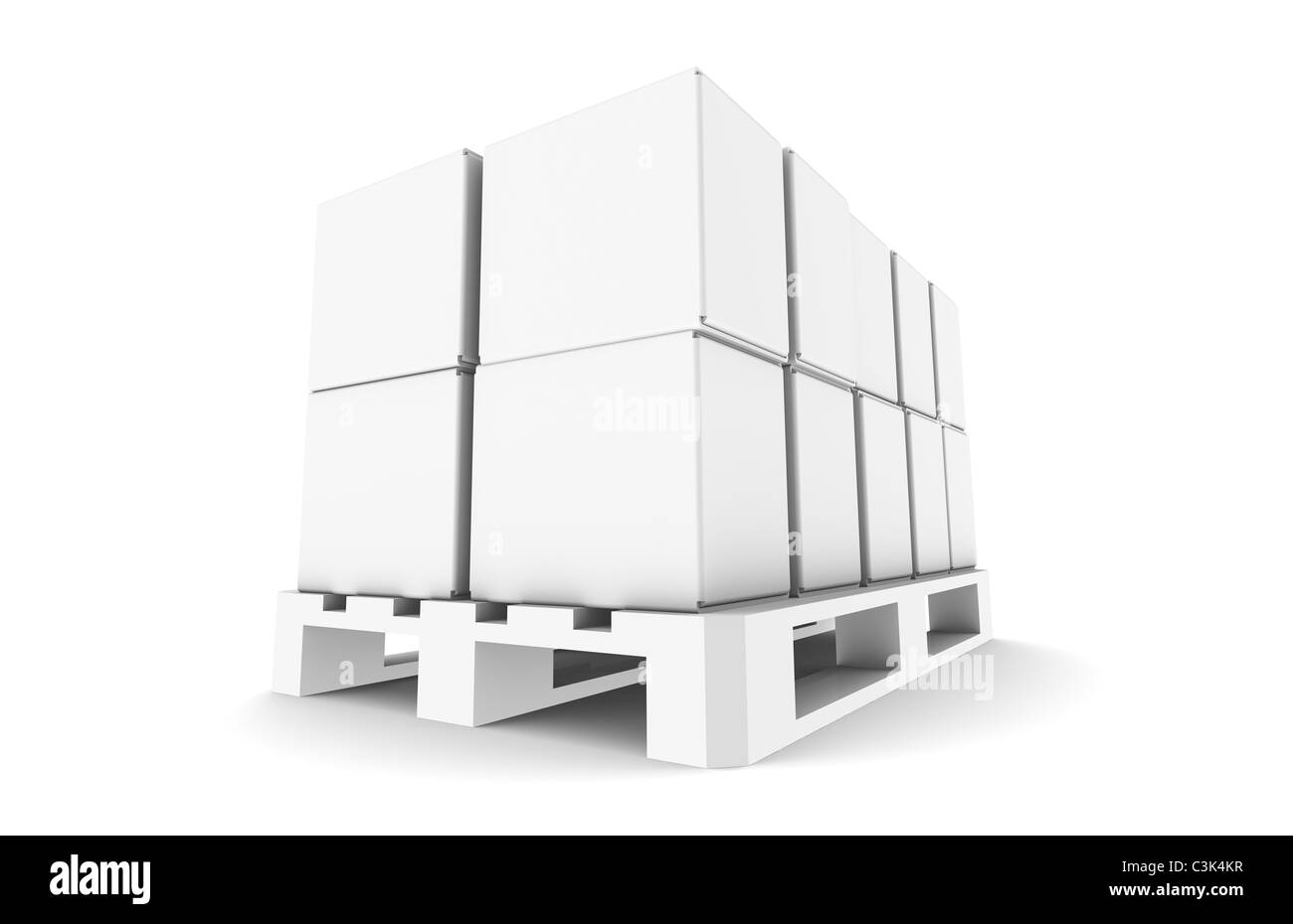 Paletta con le caselle. Paletta con le caselle. Vista prospettica. Copia dello spazio. Parte della serie di magazzino Foto Stock