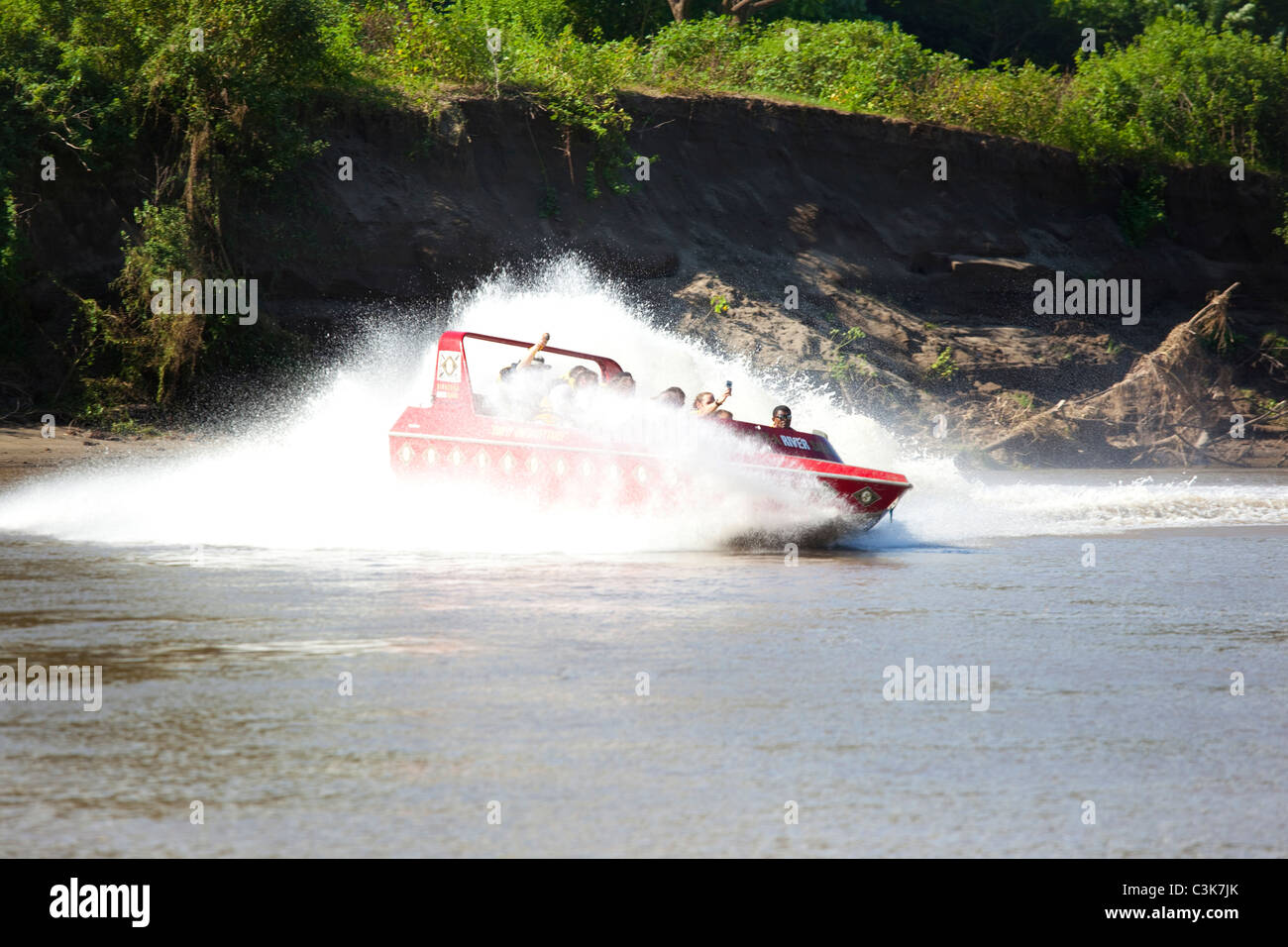 Sigatoka River Safari, jet viaggio in barca, Viti Levu, Isole Figi Foto Stock