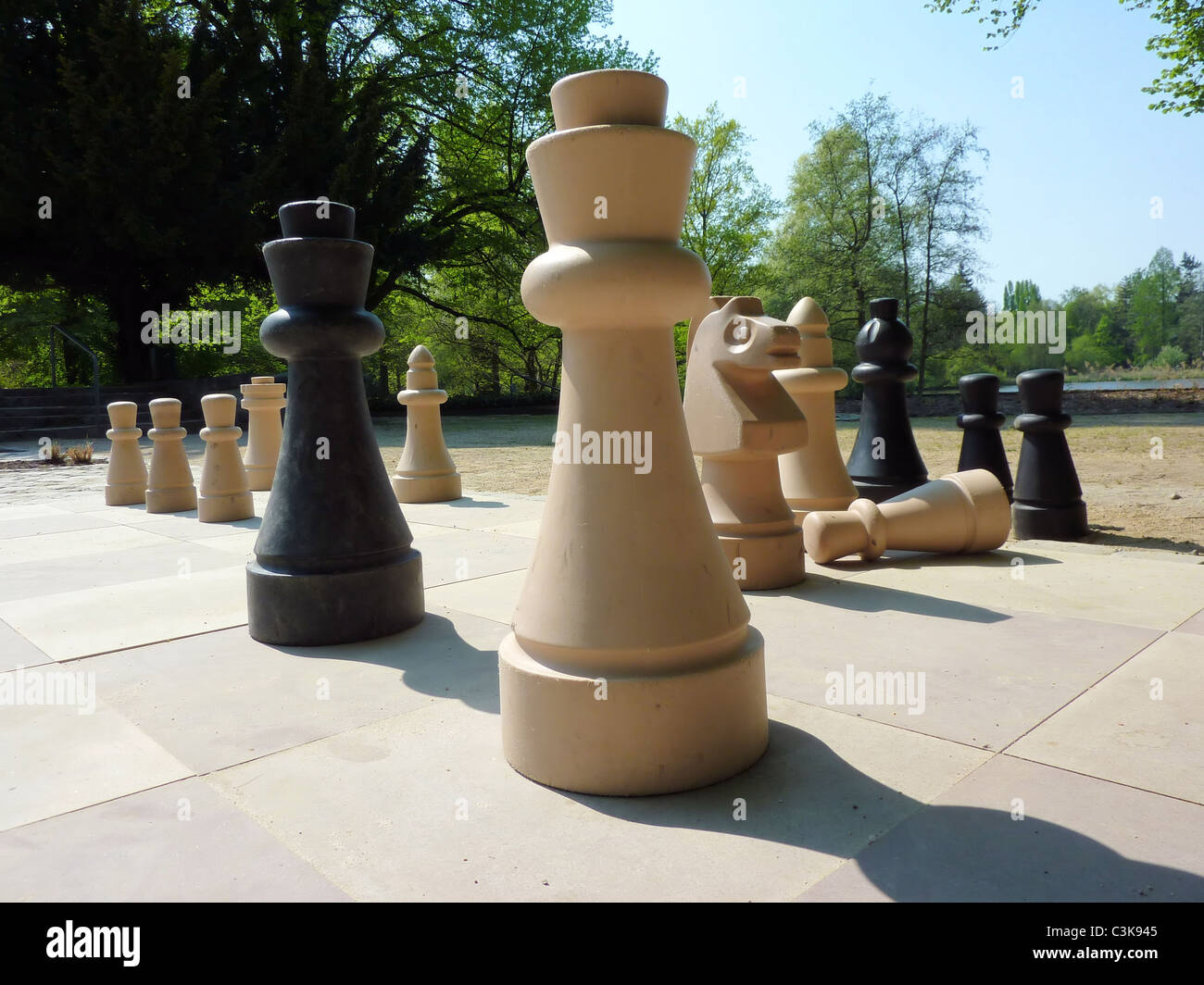Giocare a scacchi nel parco Foto Stock
