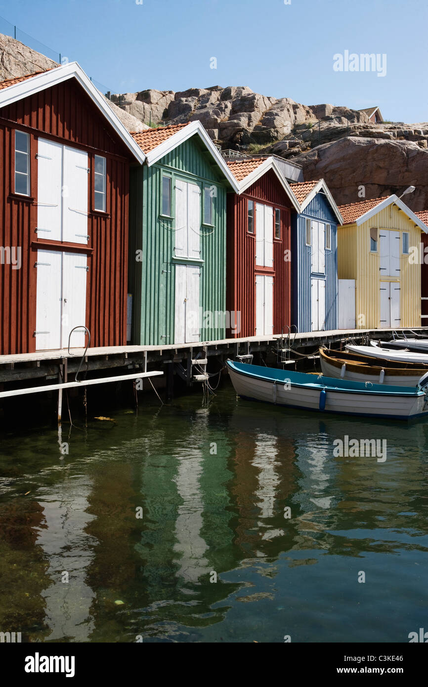 La pesca di capanne, Smogen, Bohuslan, Svezia. Foto Stock