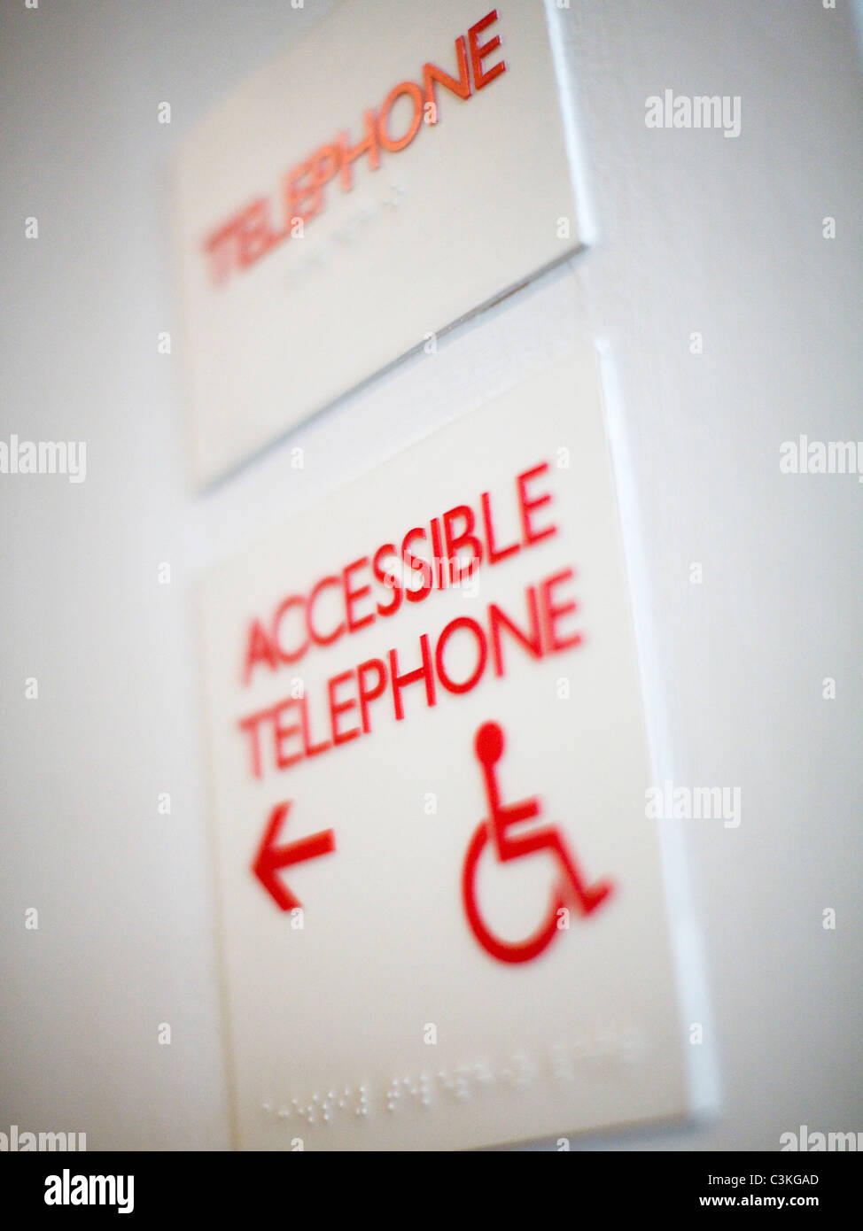 Segno telefono in hotel Foto Stock