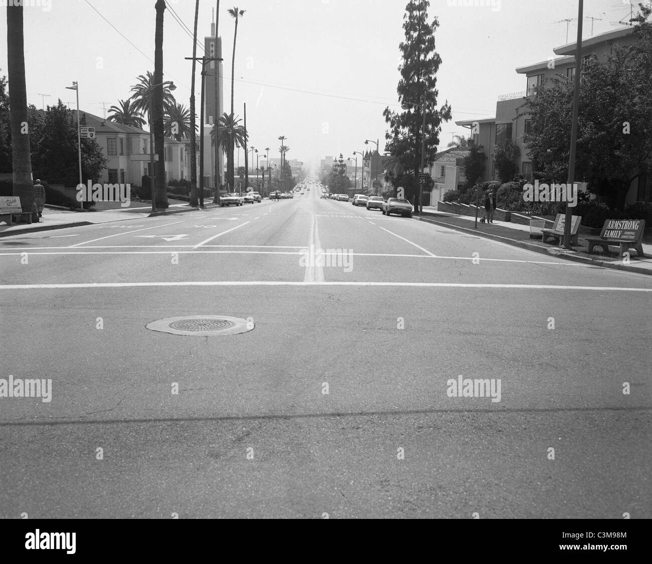 Los Angeles 1960s negativa Los Feliz Los Angeles Street Vermont Ave California in bianco e nero Foto Stock