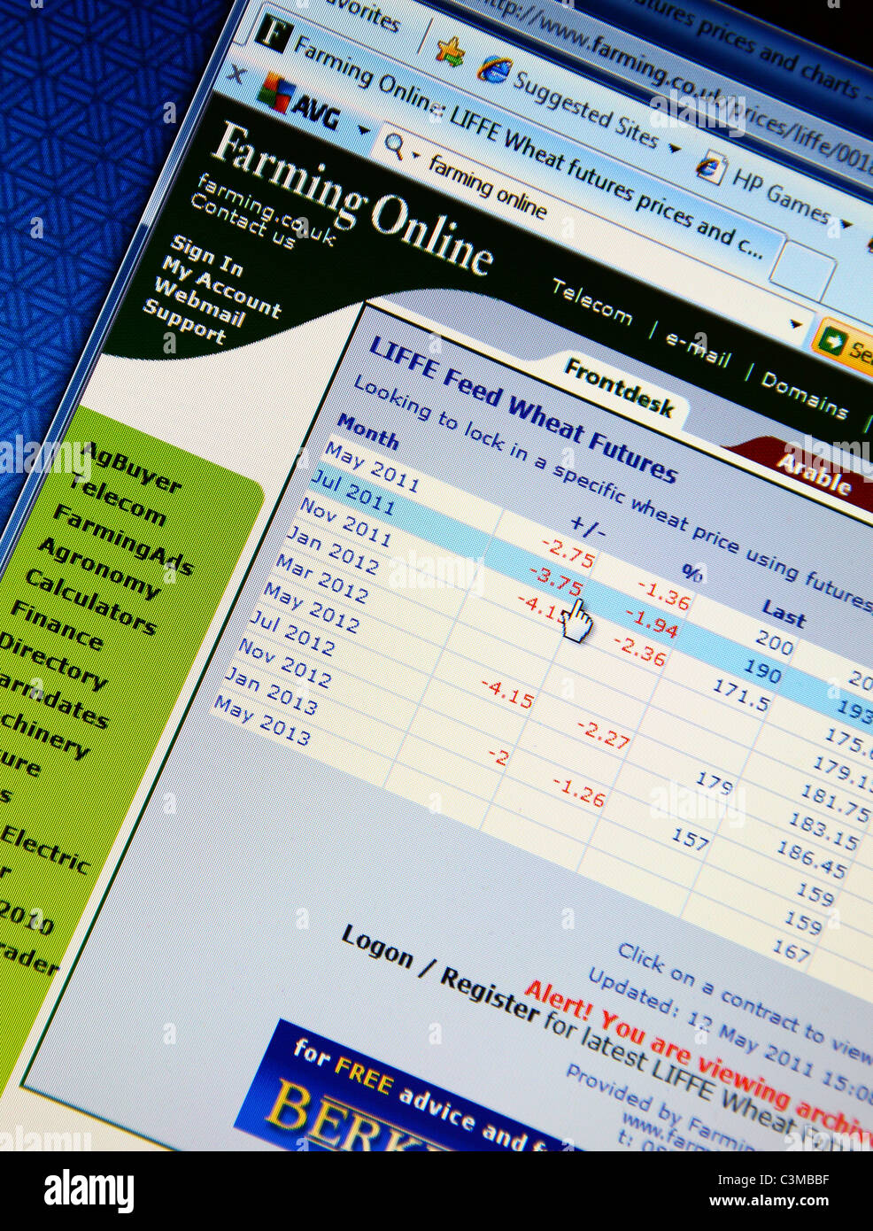 Online di coltivazione di seminativi prezzi. Foto Stock