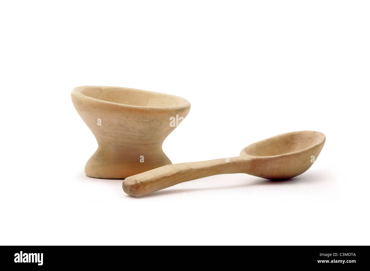 Utensile di legno su sfondo bianco Foto Stock