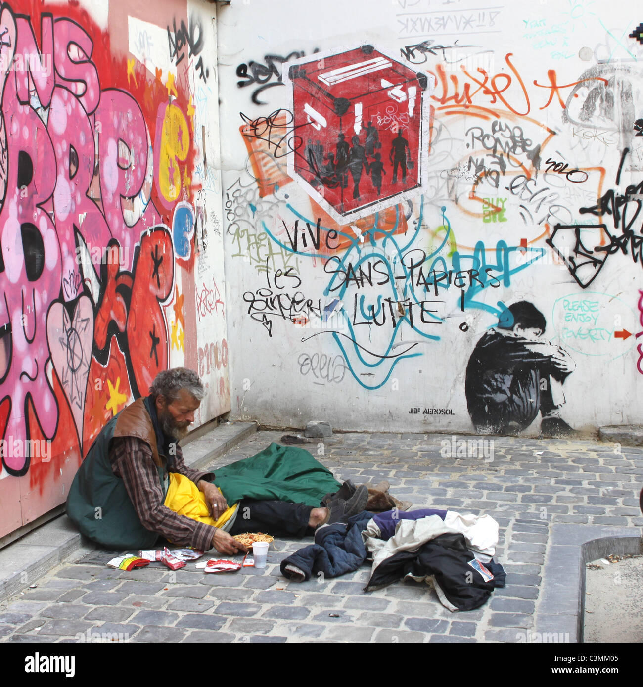 Jef Aérosol e azienda Foto Stock