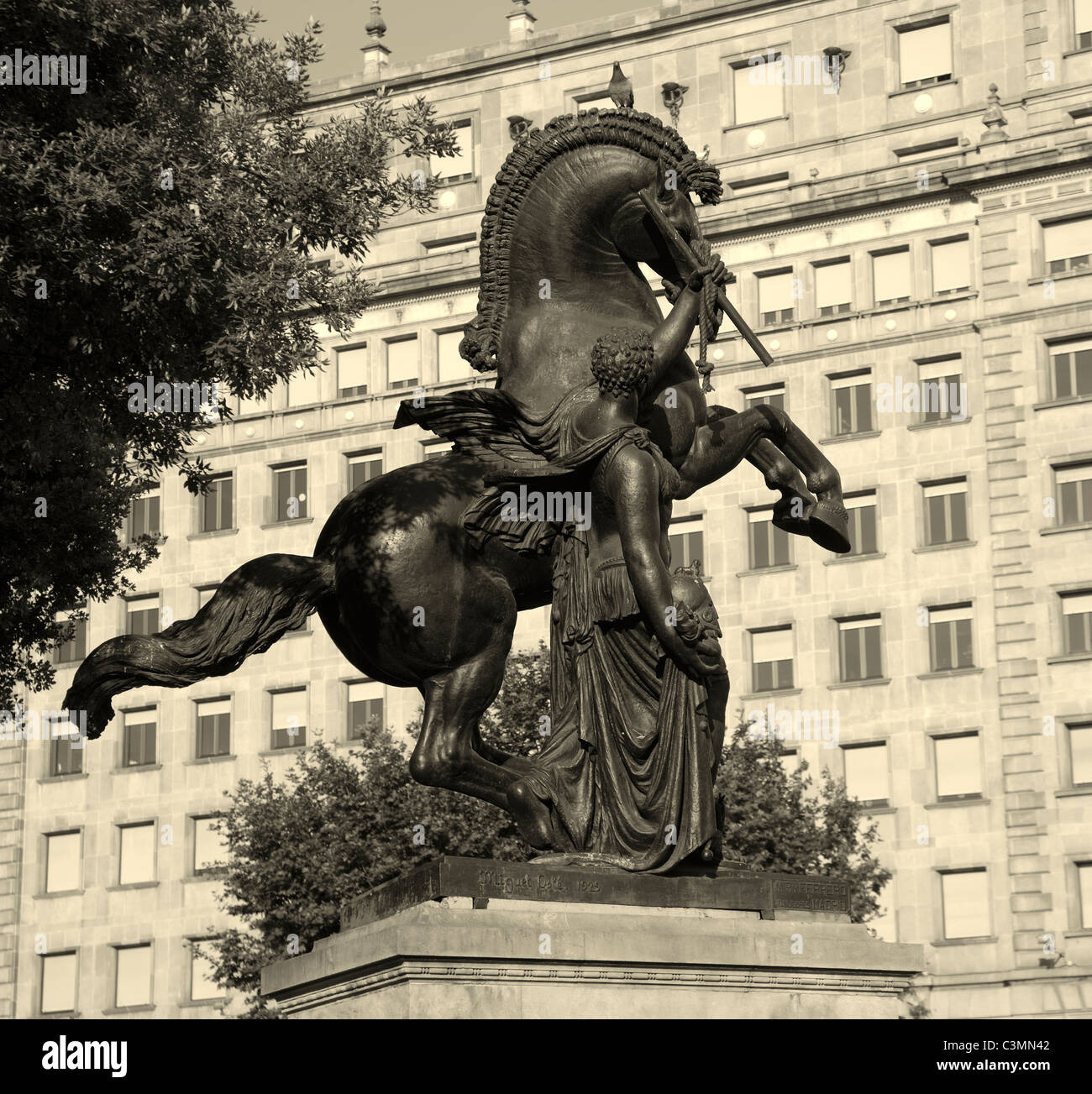 Statua in bronzo di Barcellona - punto di riferimento Foto Stock