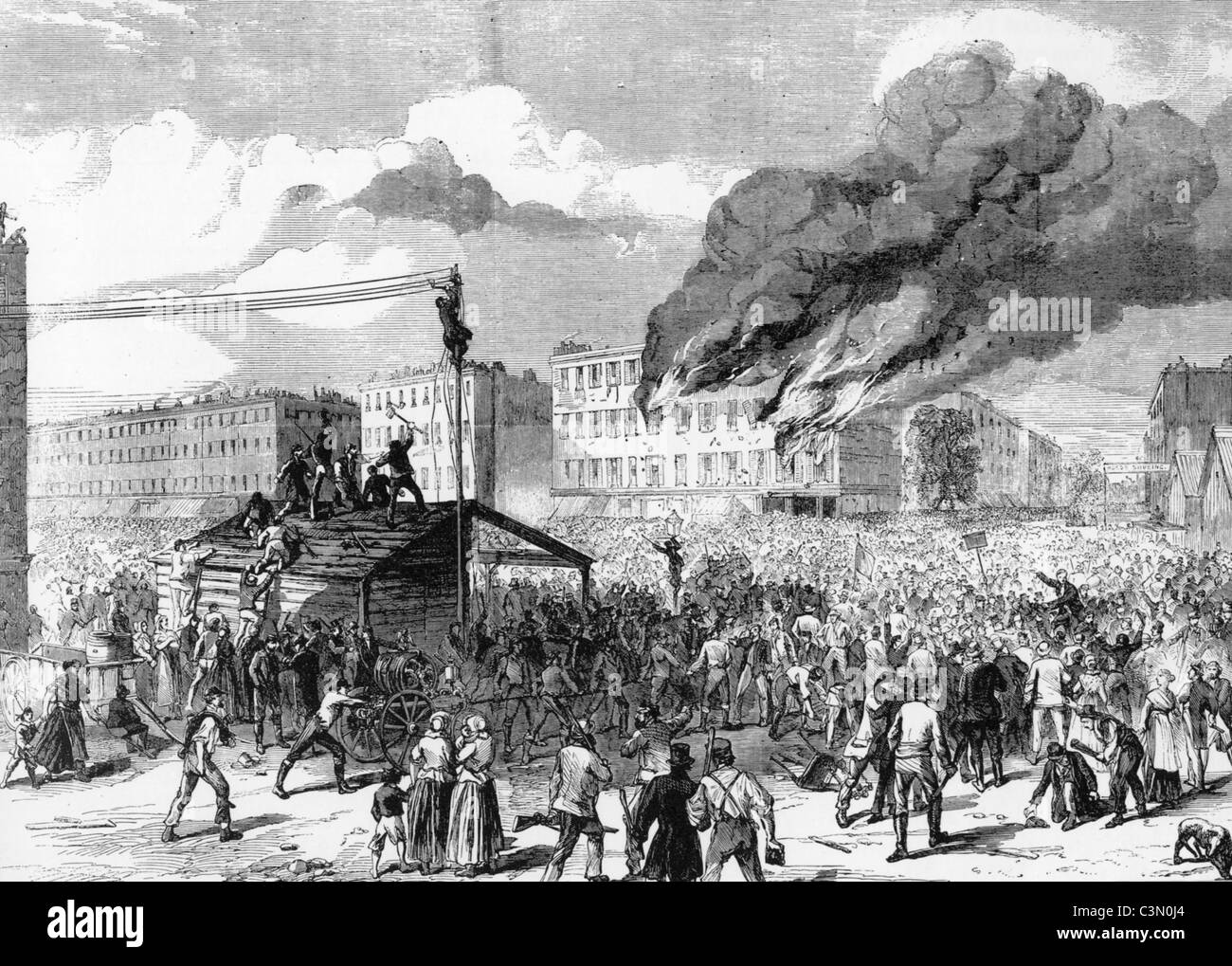 NEW YORK CITY progetto di tumulti luglio 13-16 1863 derivanti da leggi del Congresso al progetto di uomini per la guerra civile Foto Stock