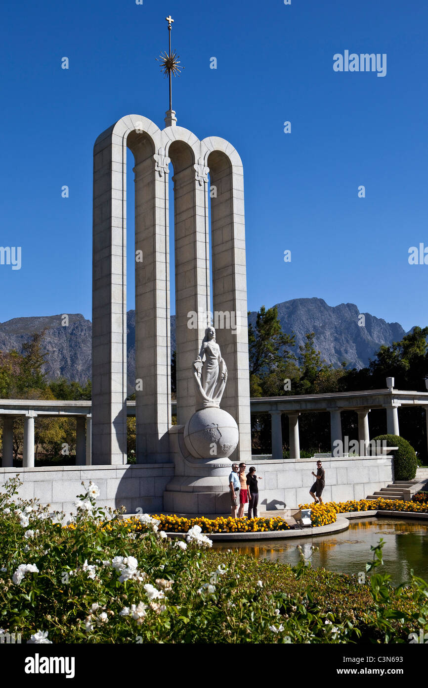 Sud Africa, Western Cape, Franschhoek, Huguenot monumento. Foto Stock