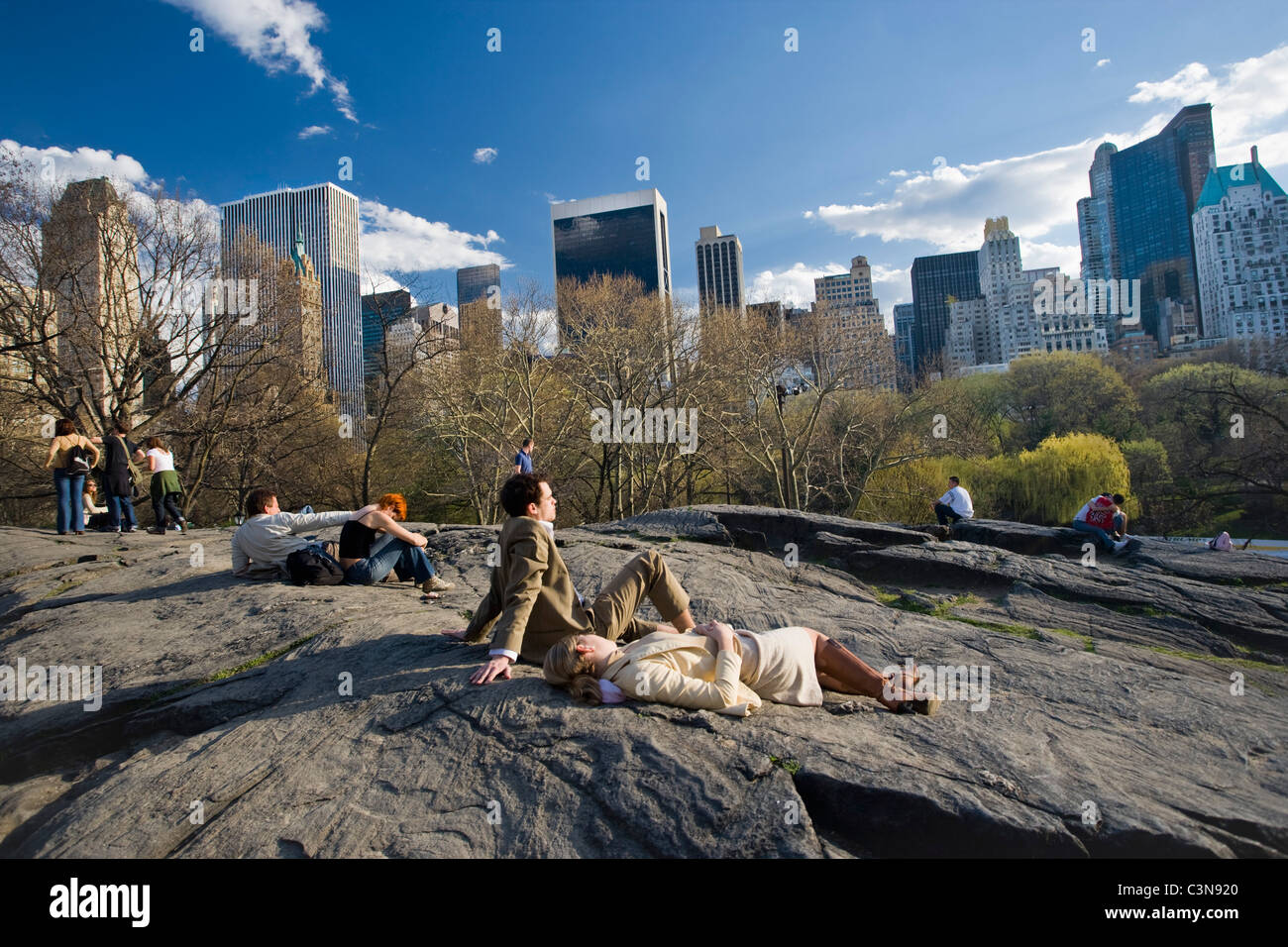 Stati Uniti d'America. New York. Manhattan. Central Park. Persone rilassante. Foto Stock