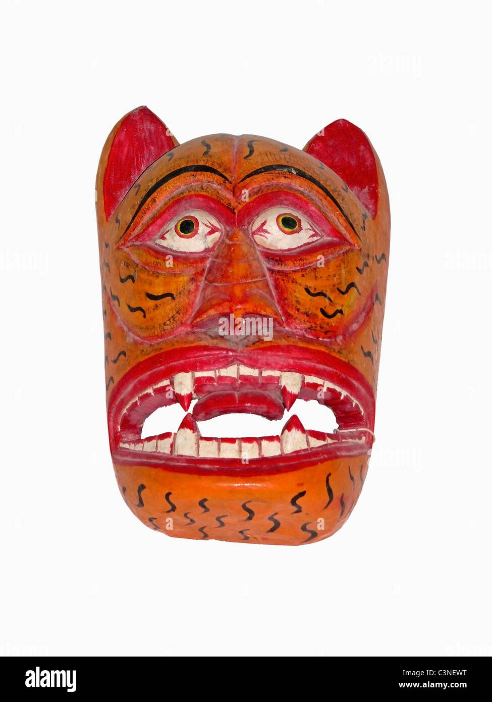 Antico Teatro tradizionale maschera in un museo, Madhya Pradesh, India Foto Stock