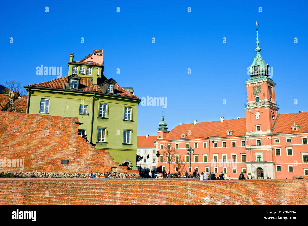 Royal Castle e fortificazione nella Città Vecchia di Varsavia, Polonia Foto Stock