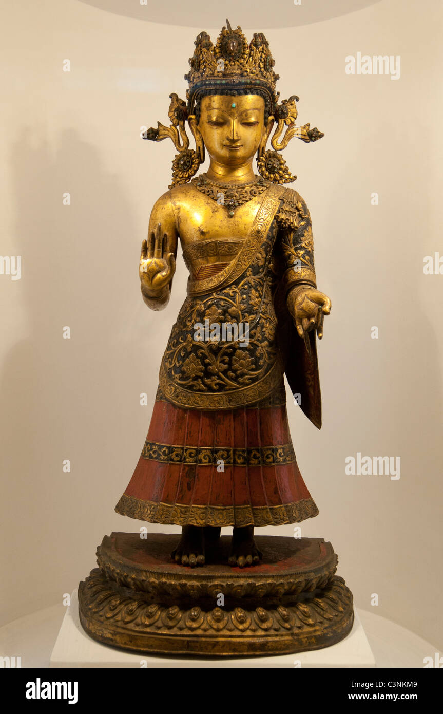 Dipankara, il Buddha di luce fissa. Xvii - XVIII C. statuetta in Patan Museum, Valle di Kathmandu Foto Stock