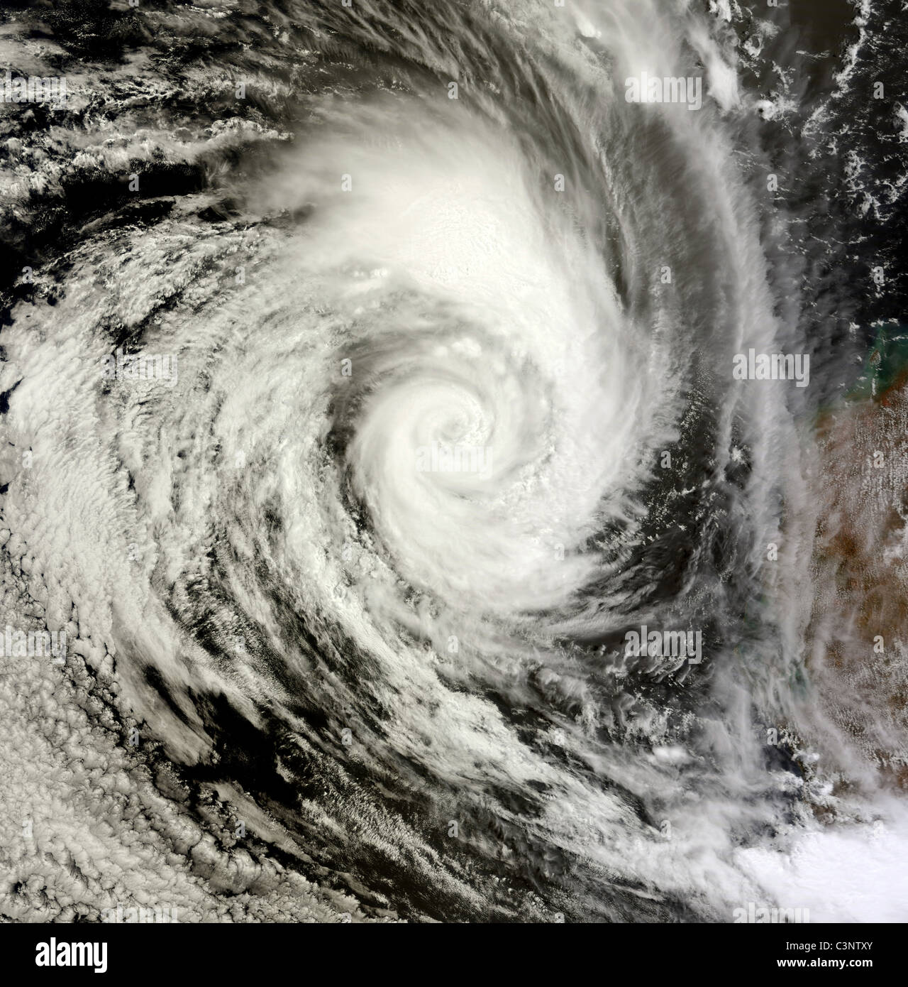 Ciclone tropicale Diane soffiò sopra l'Oceano Indiano, fuori del Western Australia costa, a fine febbraio 2011. Foto Stock