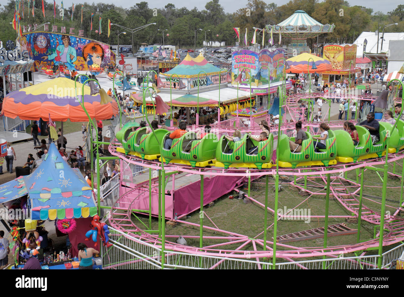 Plant City Florida, Florida Strawberry Festival, evento, carnevale, Midway, giostre, cibo, montagne russe, visitatori viaggio viaggio turistico turismo punto di riferimento Foto Stock