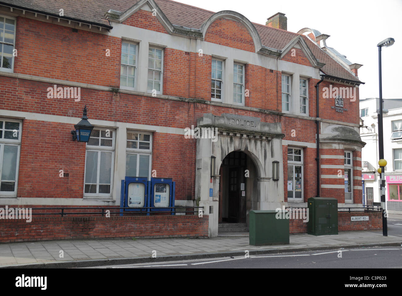 Il North Woolwich Metropolitan Police Station Albert Road, North Woolwich Londra, Regno Unito. Foto Stock