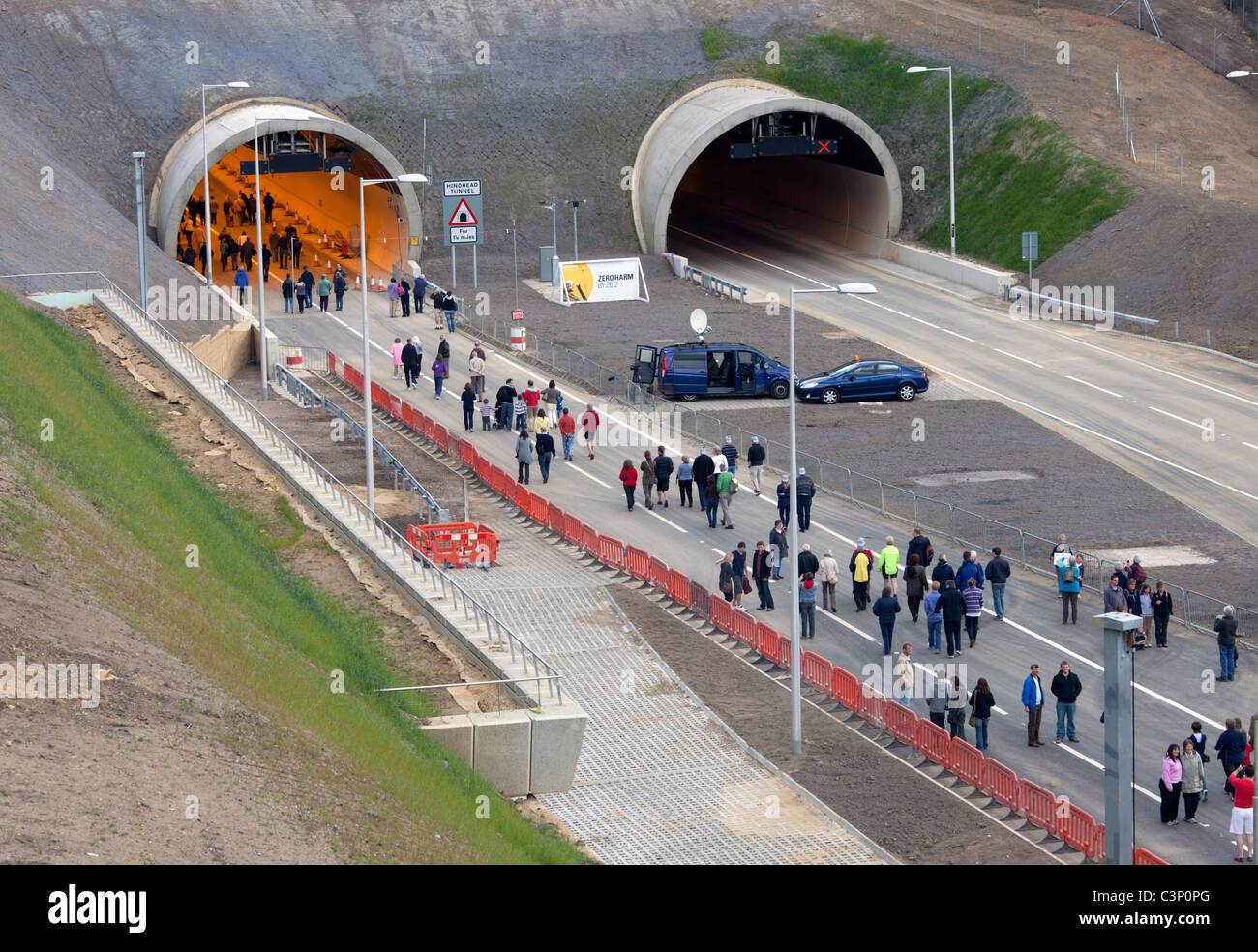 Tunnel hindhead vision evento procedura dettagliata. a3 hindhead tunnel aperto al pubblico a piedi attraverso il 14 maggio 2011. Foto Stock