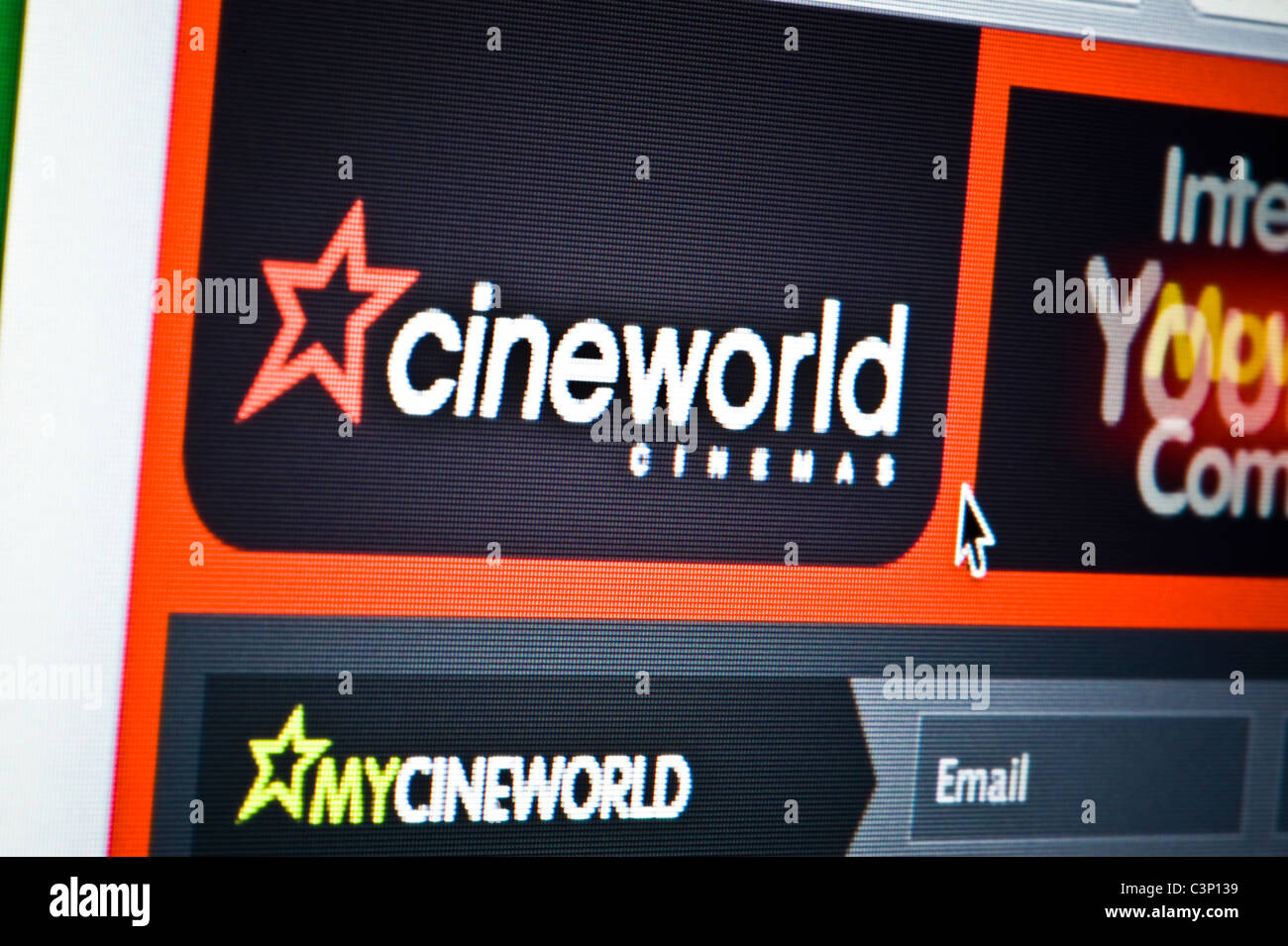 Chiusura del logo Cineworld come visto sul suo sito web. (Solo uso editoriale: -print, TV, e-book e Redazione sito web). Foto Stock
