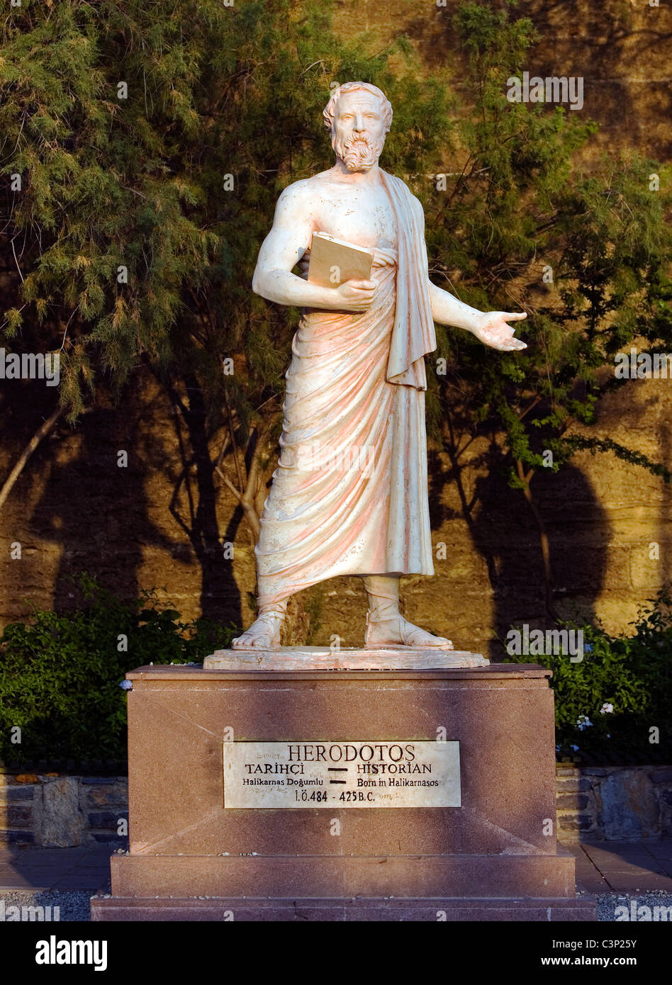 Statua di Herodotos, greco Historain, bodrum, Turchia Foto Stock